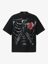 Cotton Blend Drip Print Oversized T-Shirt with Distressed Details 