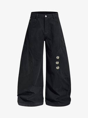 Embroidered Star Curved Seam Pants
