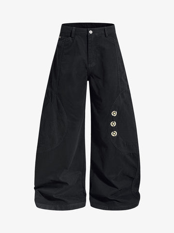 Embroidered Star Curved Seam Pants