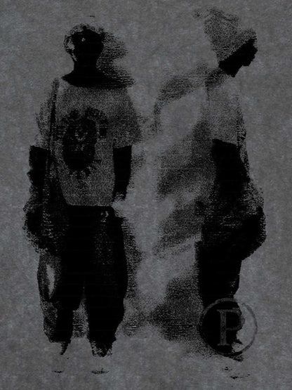 Acid Wash Figure Graphic Oversized T-Shirt