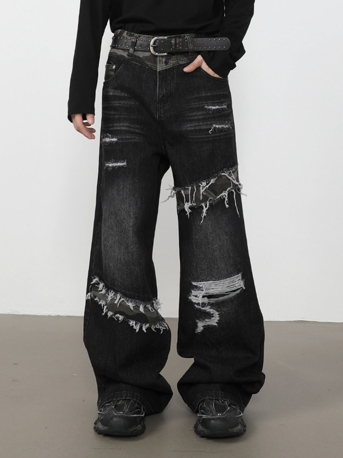 Patchwork Distressed Jeans