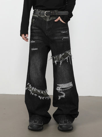 Patchwork Distressed Jeans