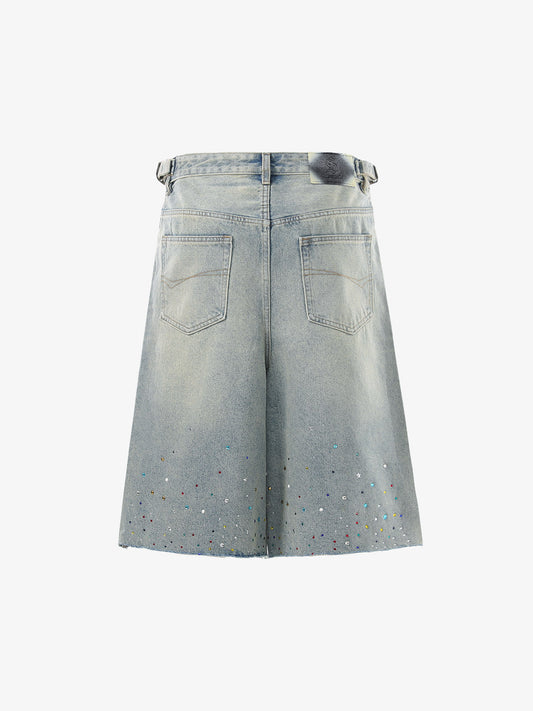 Rhinestone Embellished Denim Shorts