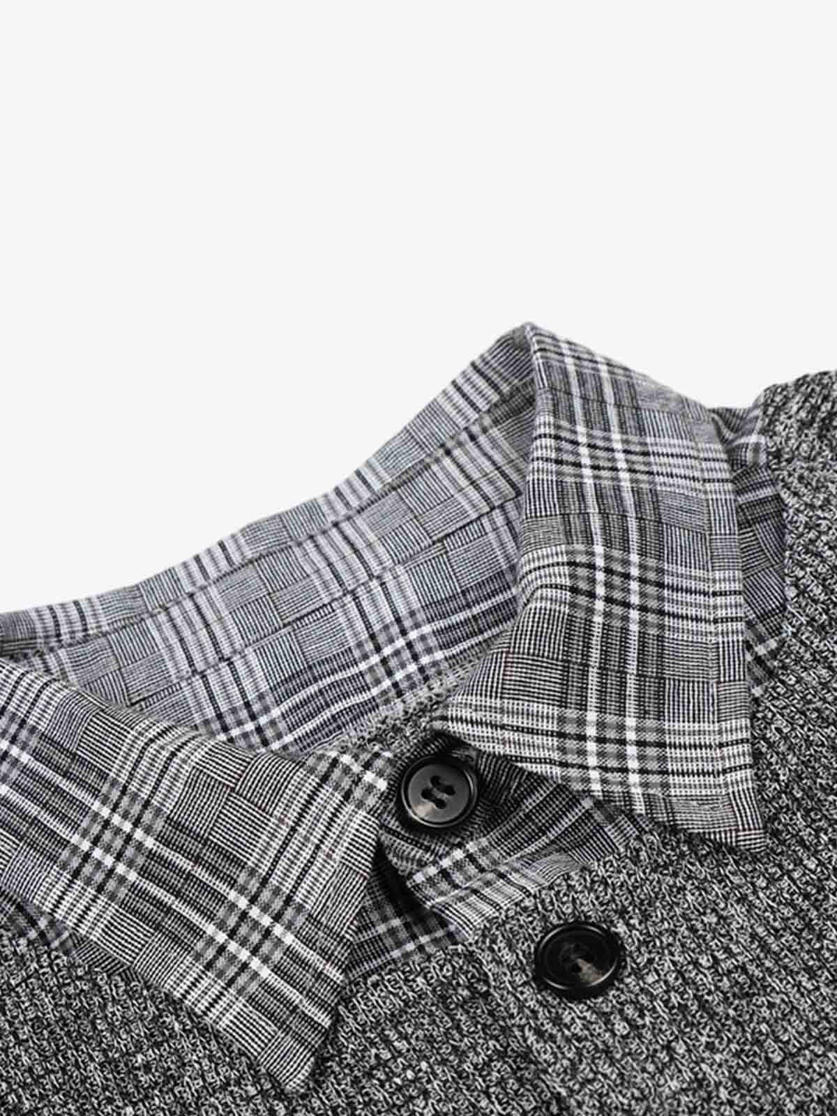 Textured Knit Plaid Layered Shirt
