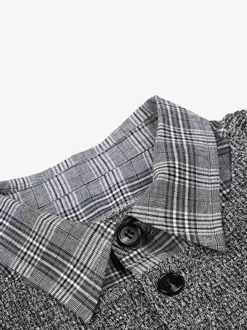 Textured Knit Plaid Layered Shirt
