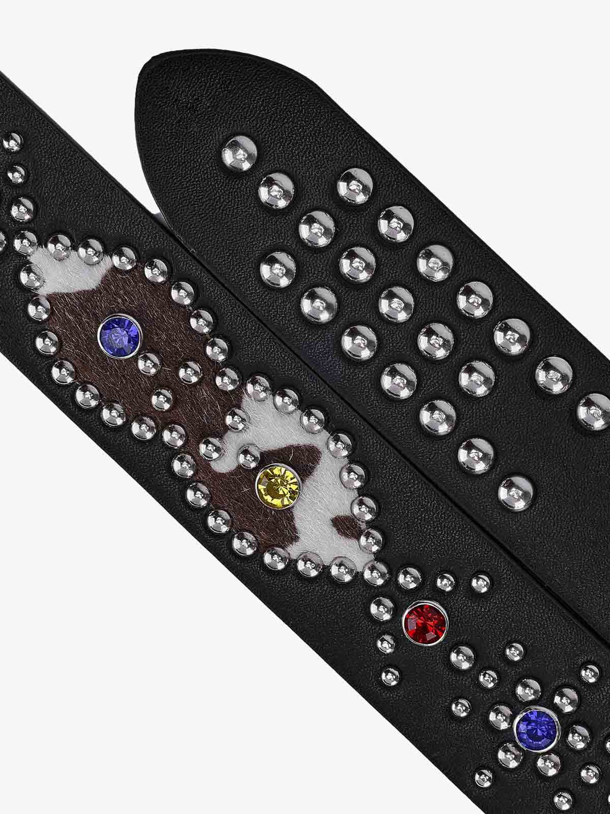 Retro Multicolor Gem Studded PU Belt 
