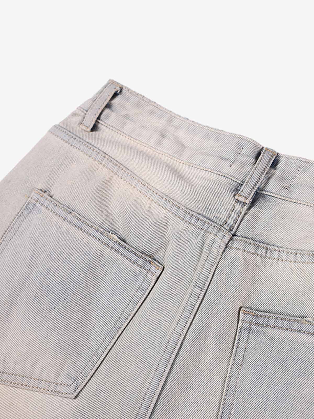 Pearl Embellished Light Wash Denim Shorts