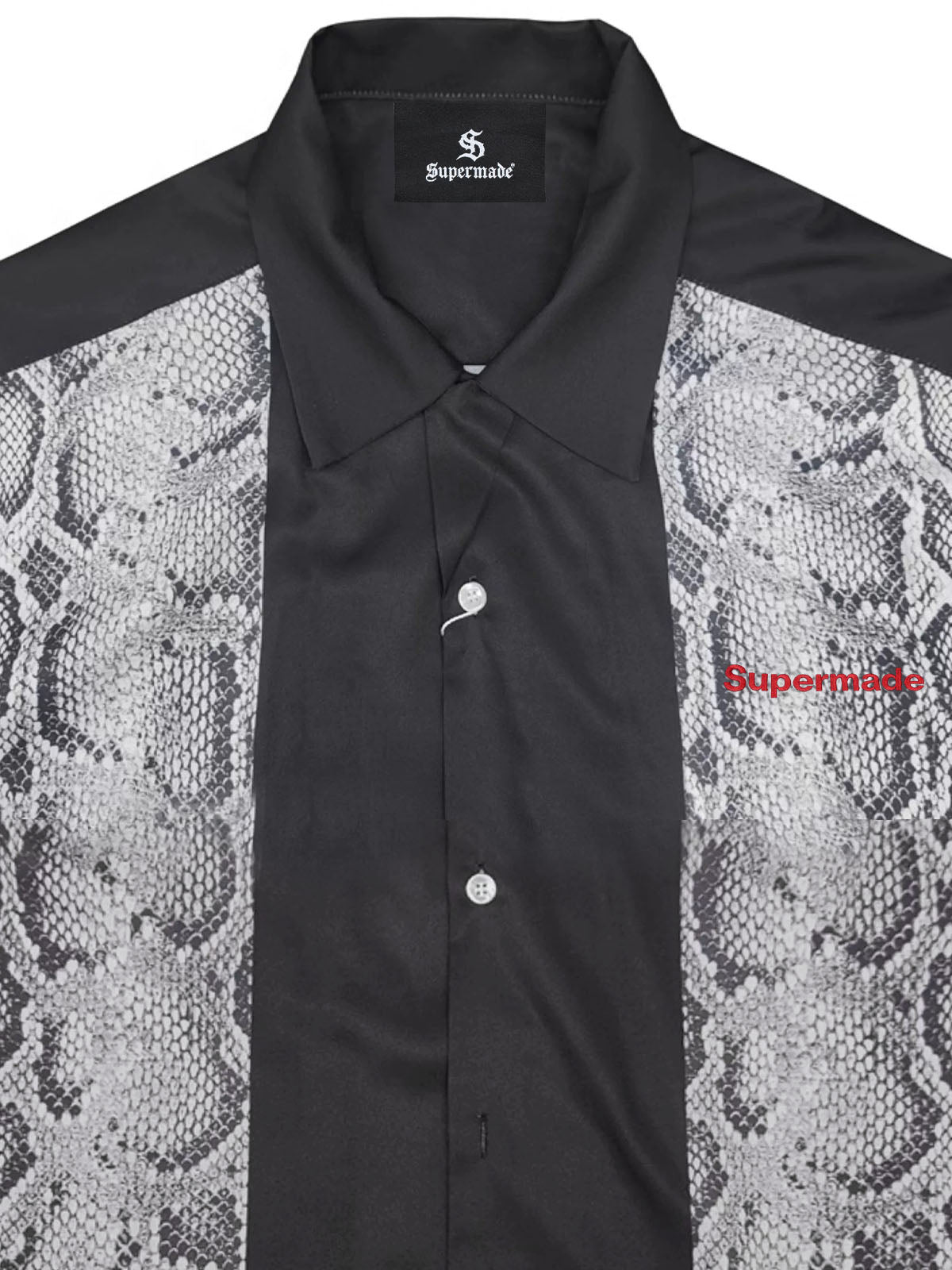 Snakeskin Patchwork Button-Up Shirt
