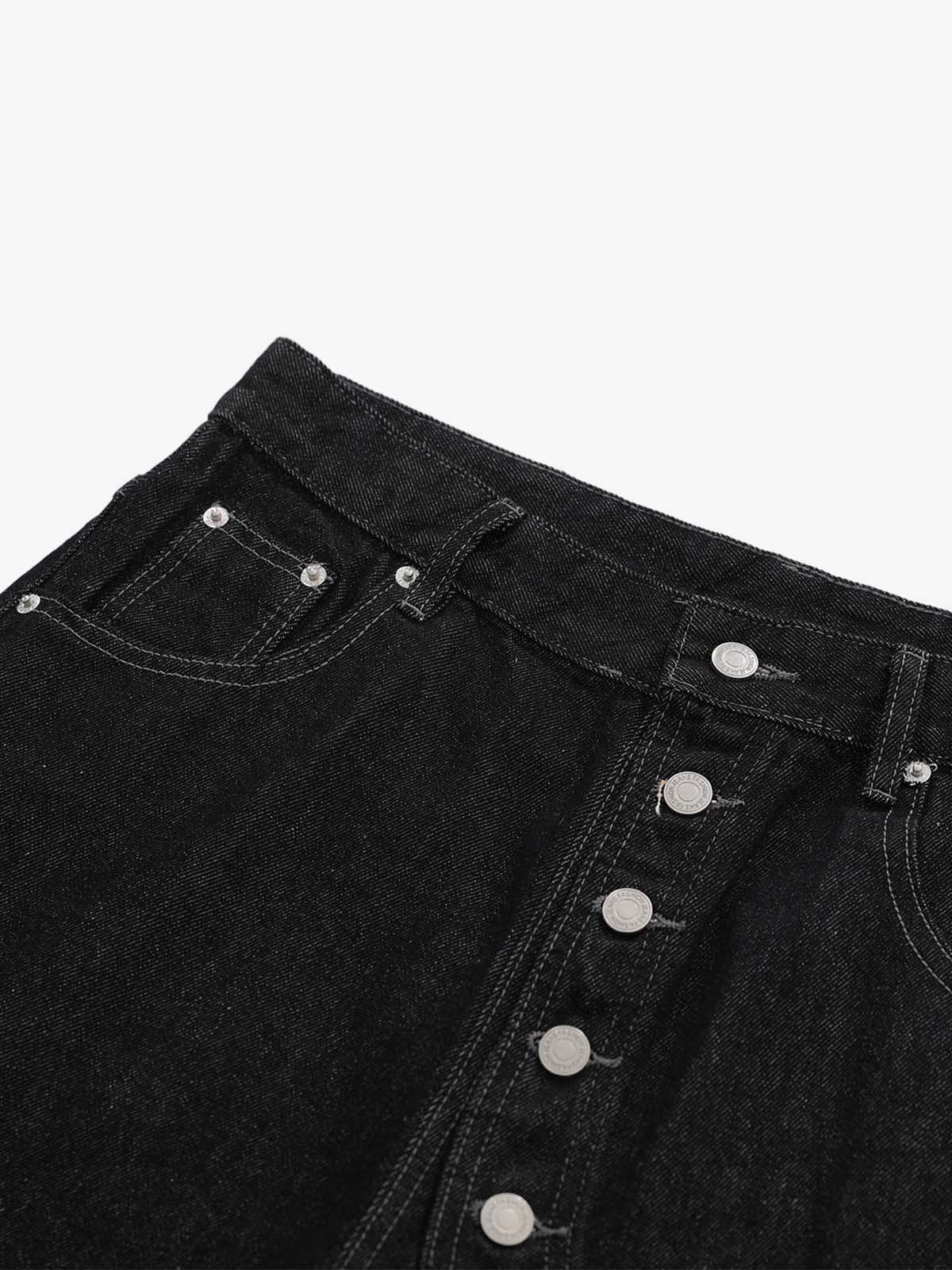 Asymmetric Multi-Button Denim Jorts