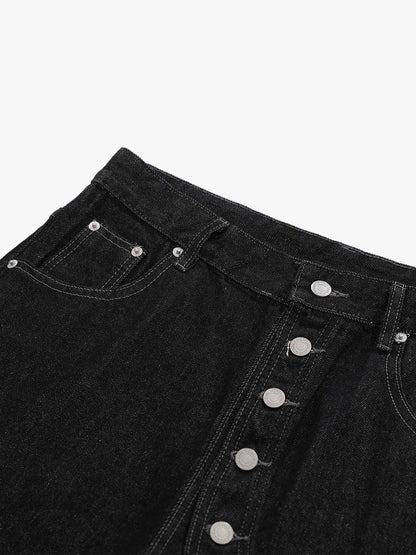 Asymmetric Multi-Button Denim Jorts