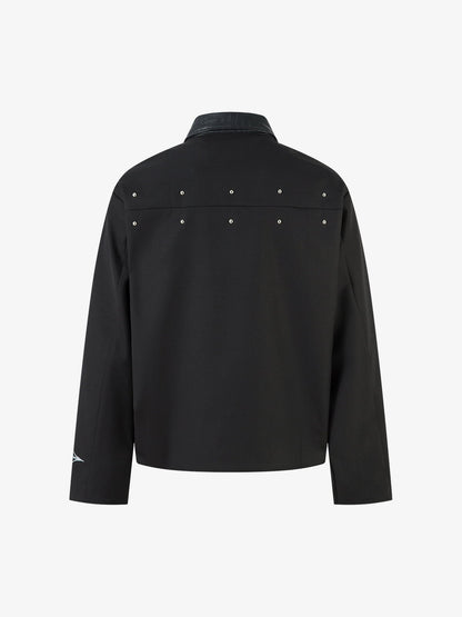 Street Gothic PU Leather Collar With Thorn Print Jacket - 2620 
