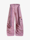 Plaid Straps Badge Cargo Pants