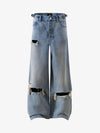 Retro Ripped Wide Leg Jeans