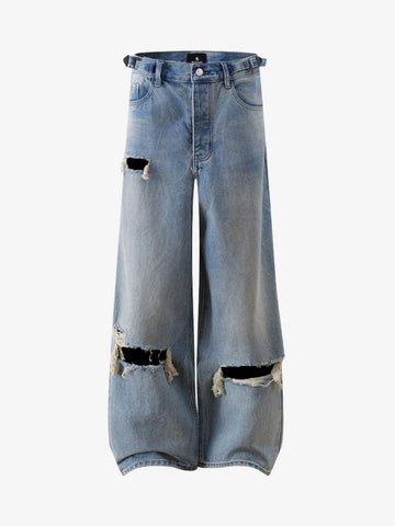 Retro Ripped Wide Leg Jeans 
