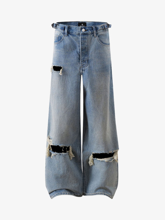 Retro Ripped Wide Leg Jeans