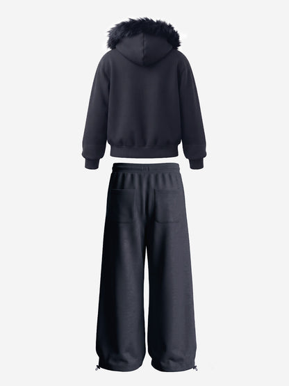 Fleece Hoodie Cardigan Tracksuit