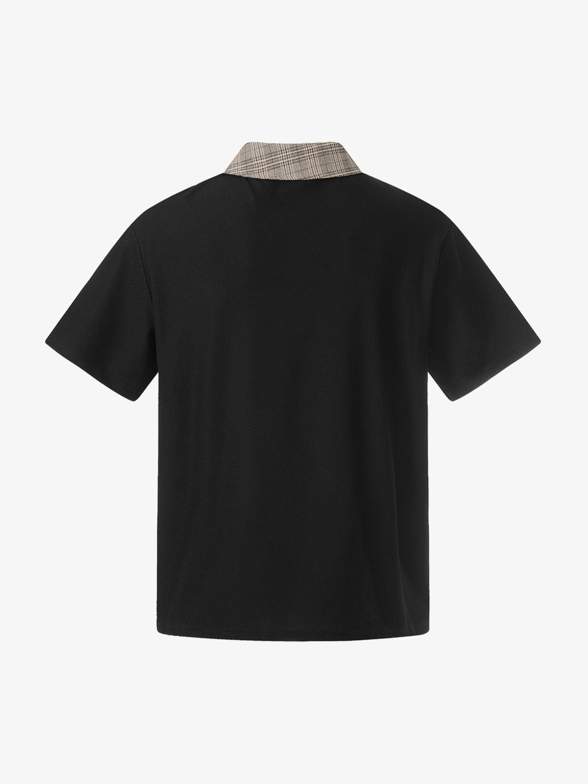 Plaid Collar Asymmetrical Button T-Shirt