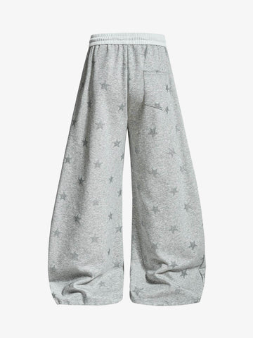Color-Block Waistband Star Print Pants