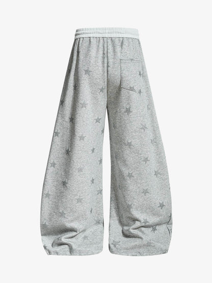 Color-Block Waistband Star Print Pants