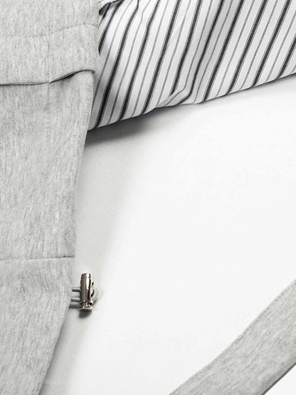 Button Detail Striped Panel Faux Layered Jacket 