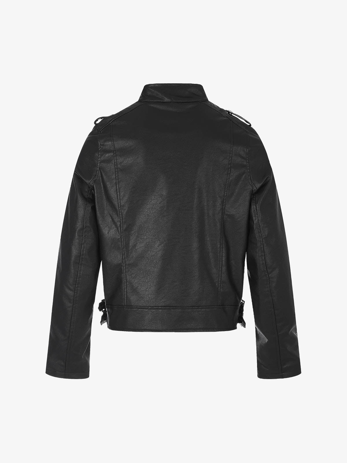 Studded Button Leather Jacket