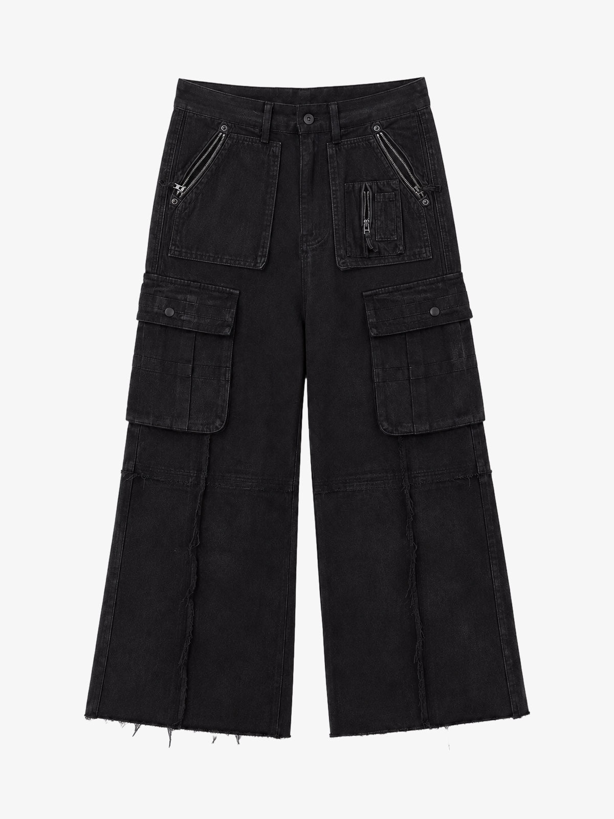 Cross Fringe Utility Denim Pants
