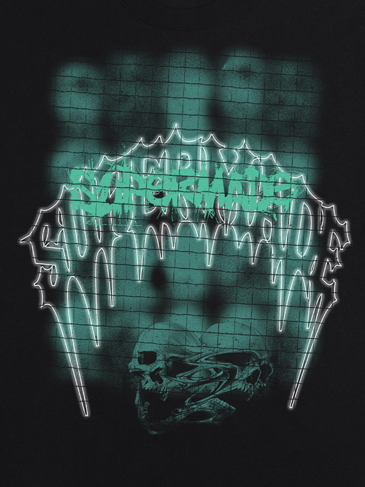 Dark Grid Skull Graphic T-Shirt 