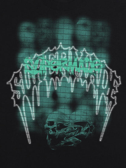 Dark Grid Skull Graphic T-Shirt 