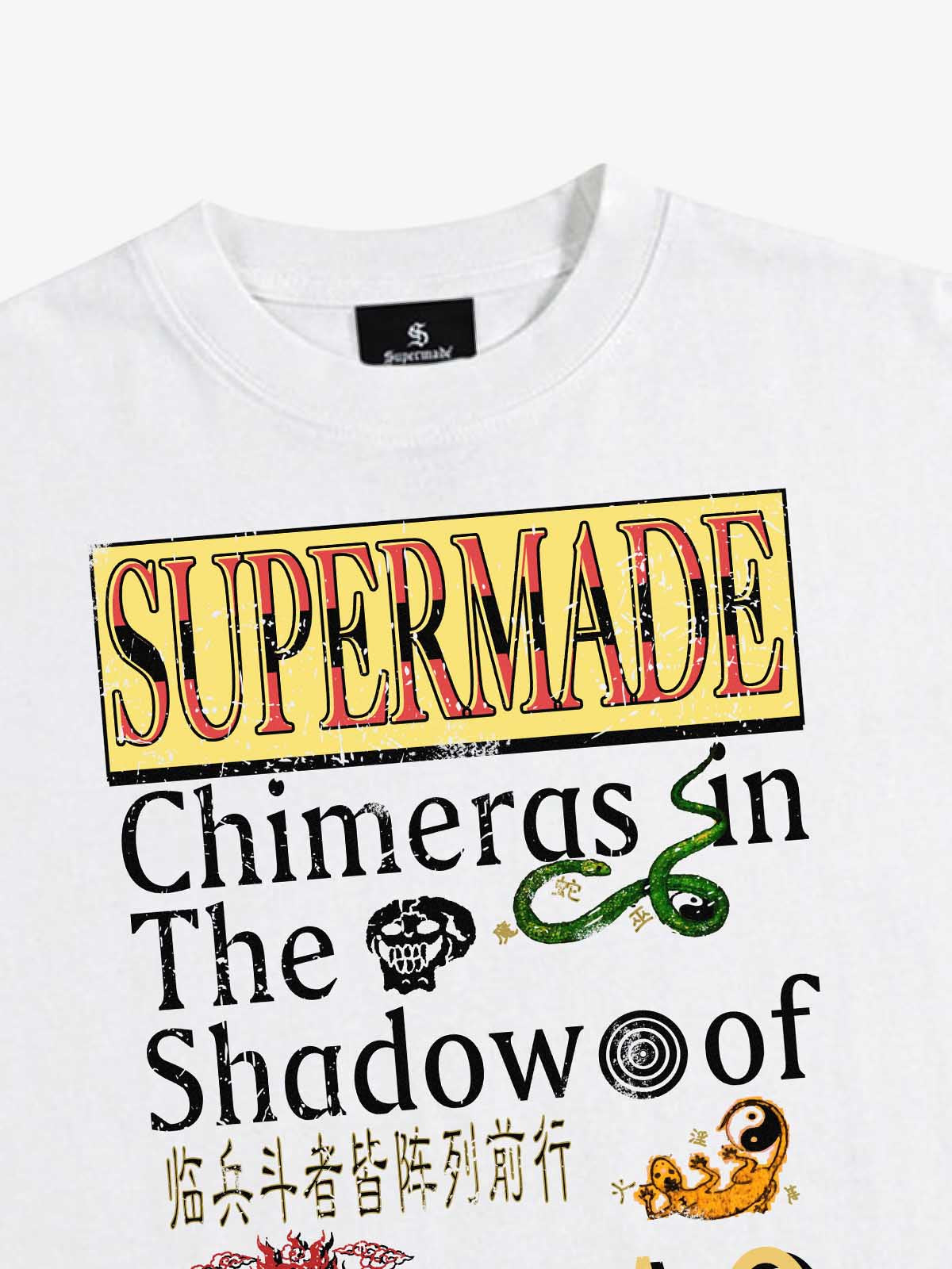 Distressed Cropped Graphic T-Shirt with Mythological Print