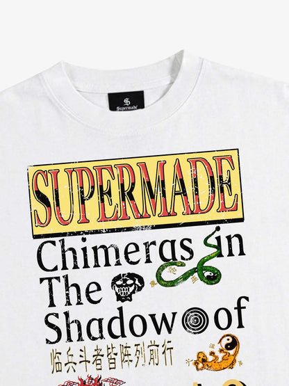 Distressed Cropped Graphic T-Shirt with Mythological Print