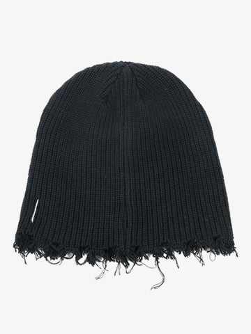 Distressed Denim Patchwork Beanie 