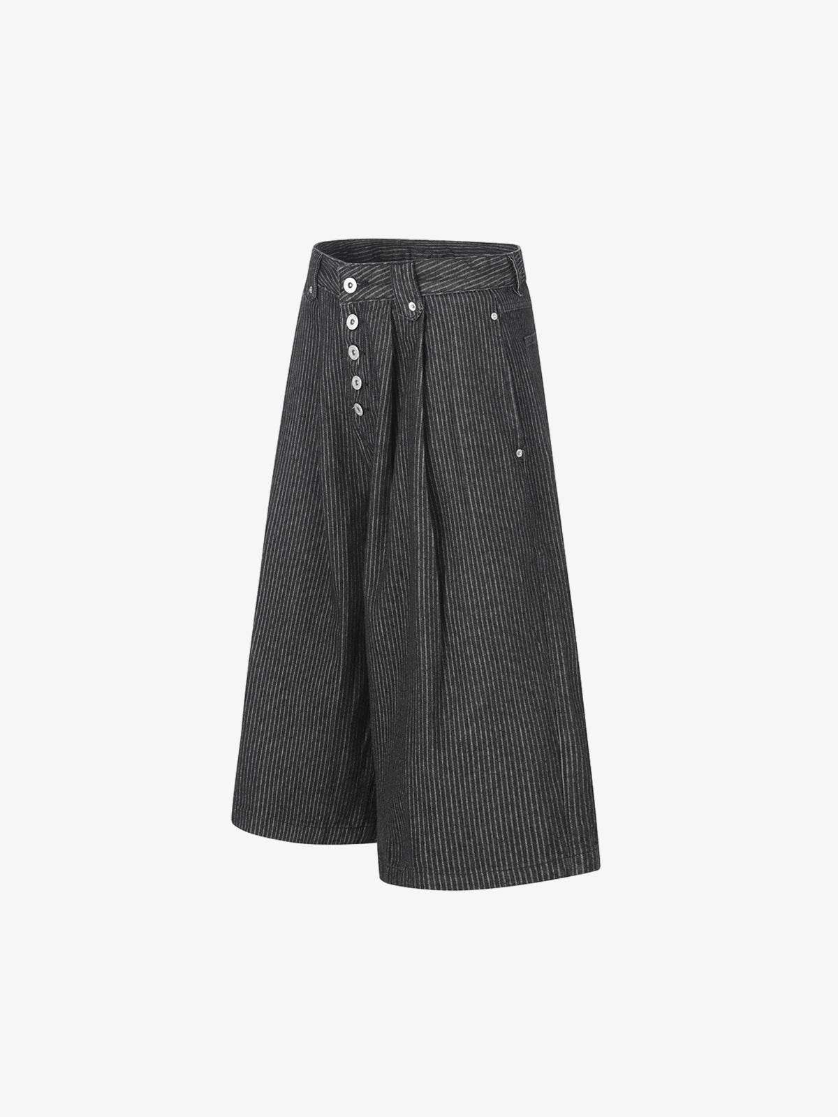 Pinstripe Wide-Leg Cropped Jeans