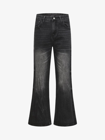 Retro Washed Faded Flared Jeans 