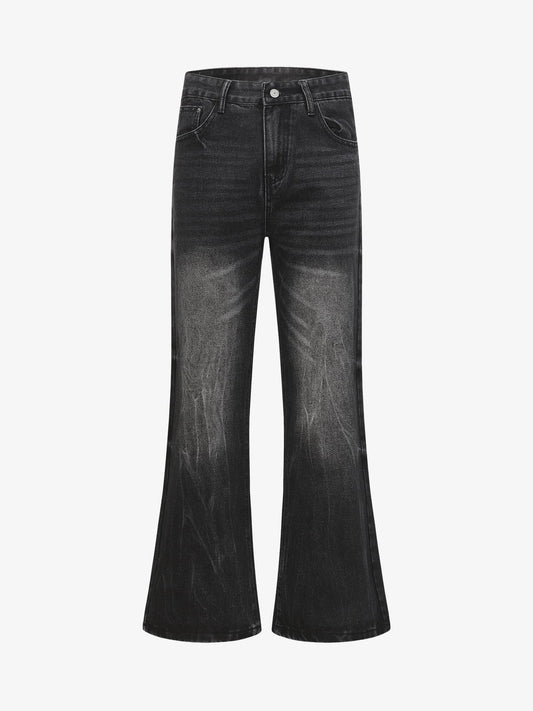 Retro Washed Faded Flared Jeans 