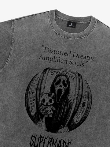 Vintage Washed Distorted Graphic T-Shirt 