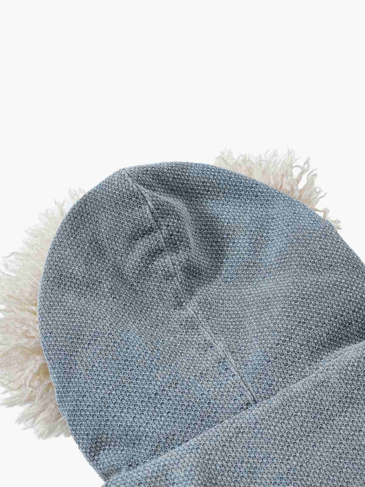 Washed Embroidered Fur-Lined Denim Bomber Jacket 