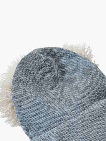 Washed Embroidered Fur-Lined Denim Bomber Jacket 