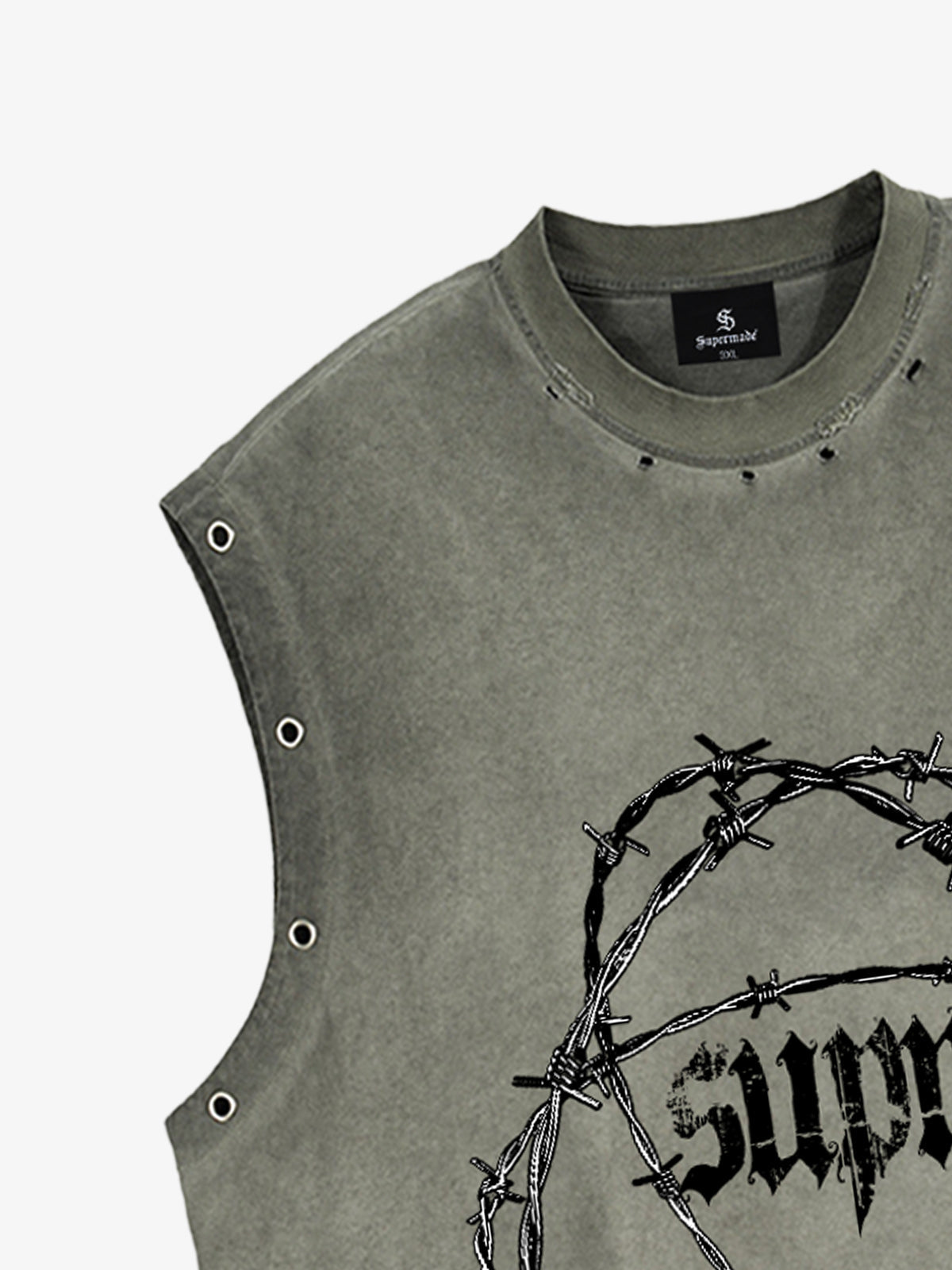 Barbed Wire Chain Graphic Sleeveless Vest 