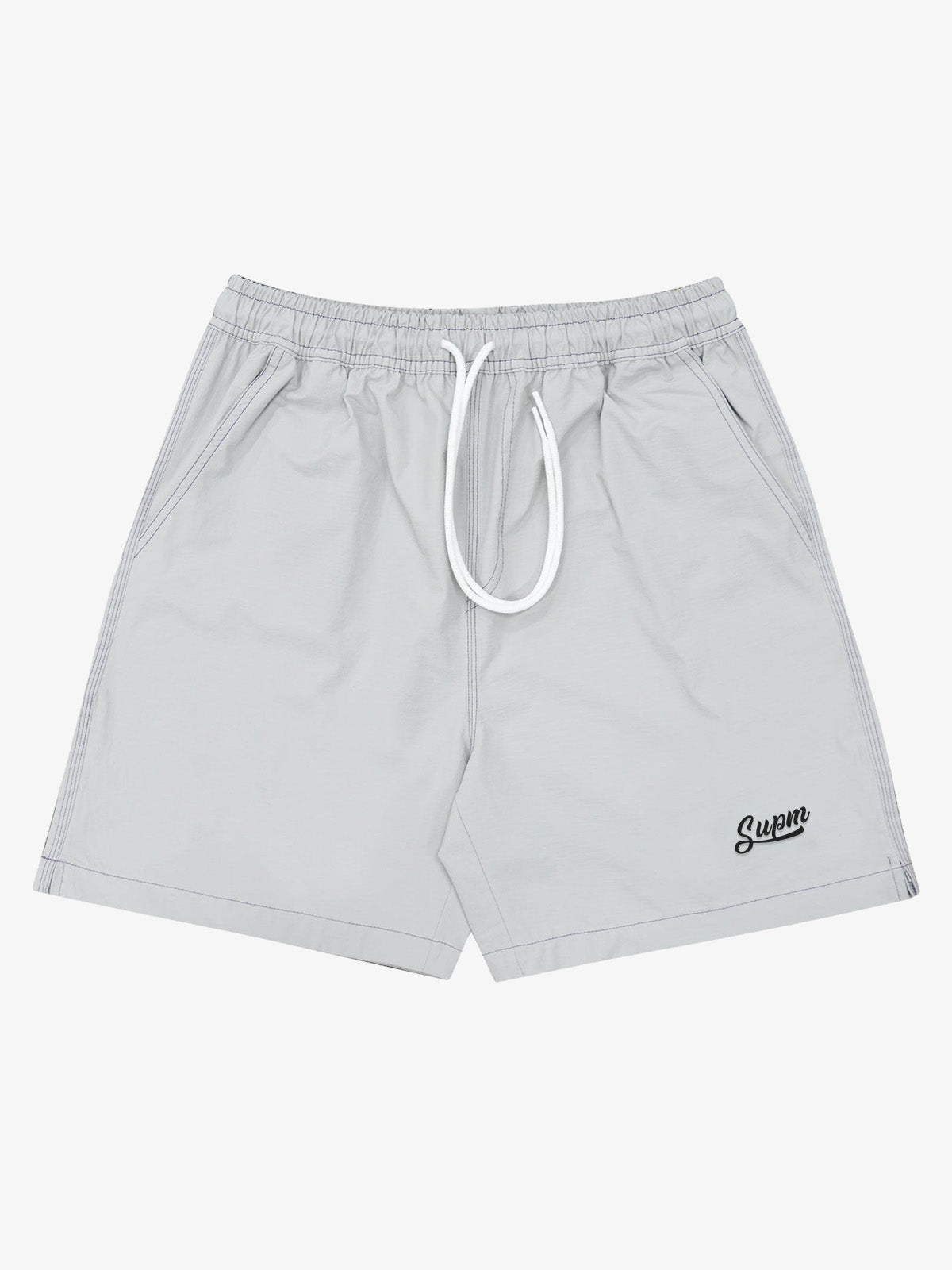 Minimalist Contrast Stitch Drawstring Shorts