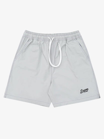 Minimalist Contrast Stitch Drawstring Shorts