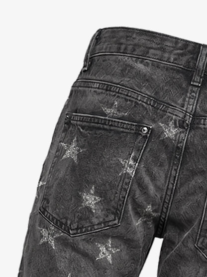 Crackle Star Pleated Jeans