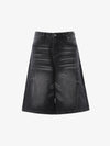 Panel Stitch Wide Leg Denim Jorts 