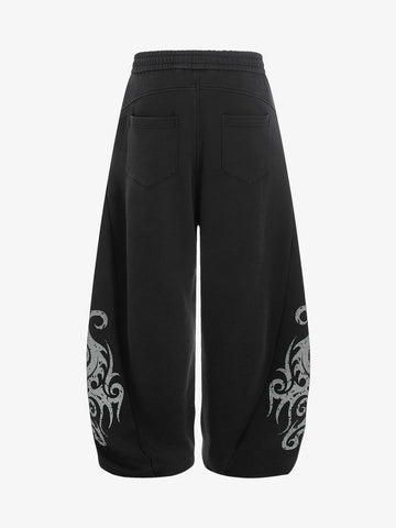Thorns Graphic Distressed Washed Baggy Barrel Sweatpants