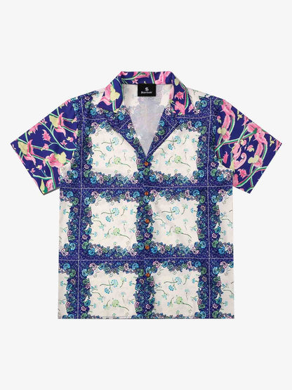 French Tulip Tile Cuban Shirt