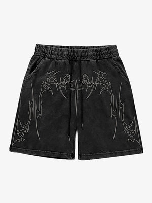 Dark Gothic Print Shorts