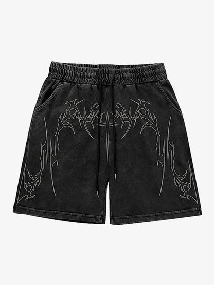 Dark Gothic Print Shorts