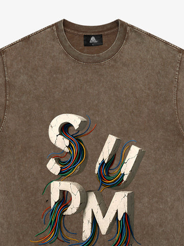 SPMD Letter Cable Graphic T-Shirt 