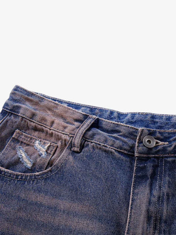 Slash Distressed Washed Denim Jeans 