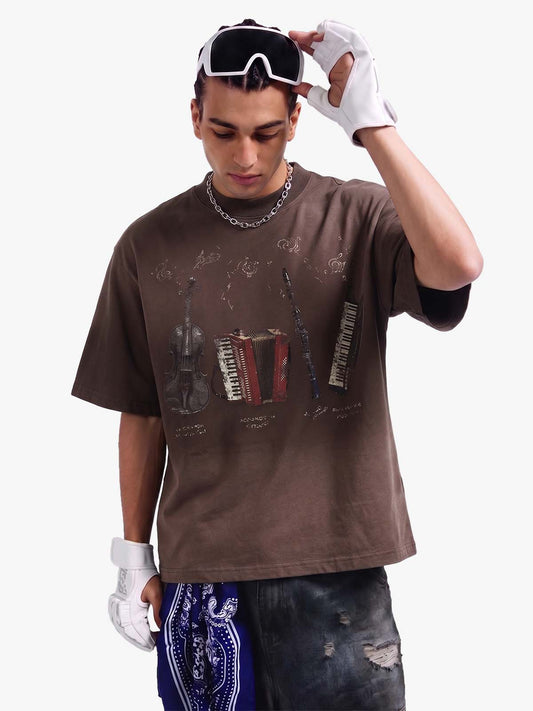 Musical Instrument Graphic Tee – Oversized Cotton Streetwear Fit