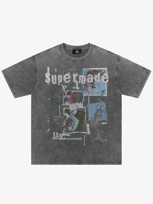 Washed Vintage Collage Graphic T-Shirt 